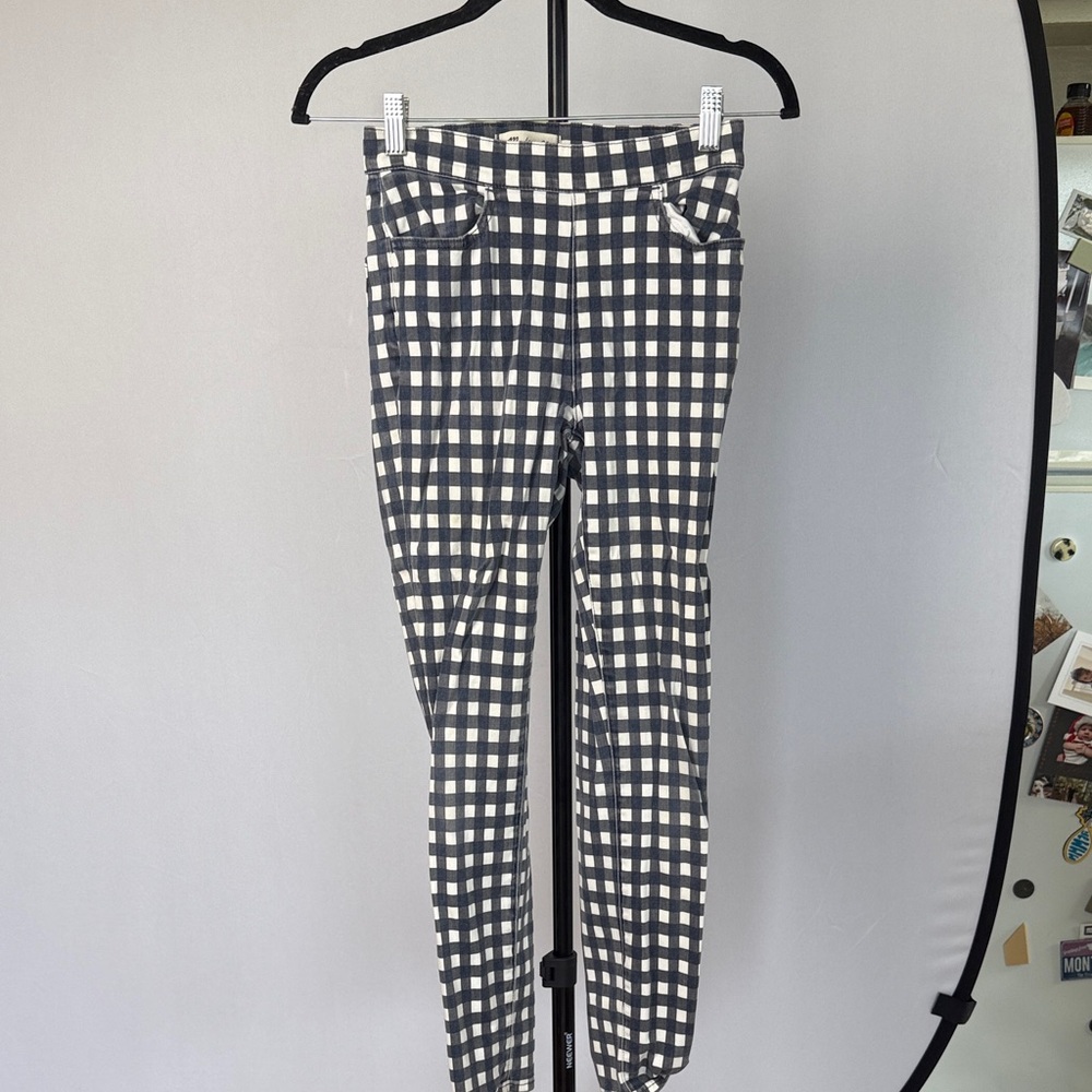 Madewell Navy and White Checkered Pants